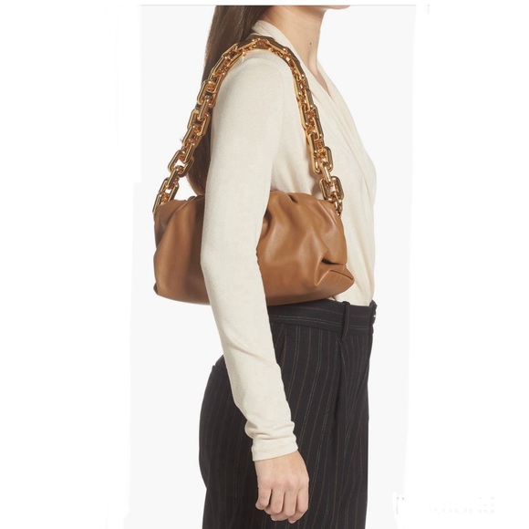 BOTTEGA VENETA The Chain Pouch Chunky Gold w Brown Leather Handbag Shoulder Bag - Picture 5 of 16